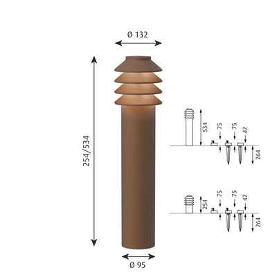 ysted Garden Pullert, LAV, Corten farvet, Base u/adaptor, LED 3000K - Louis Poulsen