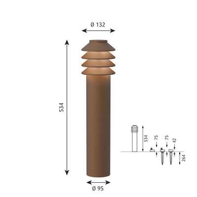 ysted Garden Pullert, LAV, Corten farvet, Base u/adaptor, LED 3000K - Louis Poulsen