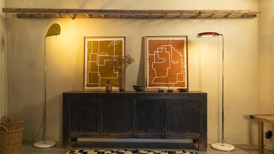 DCWéditions Mezzaluna Gulvlampe – White Marble / Yellow | Lampeagenten