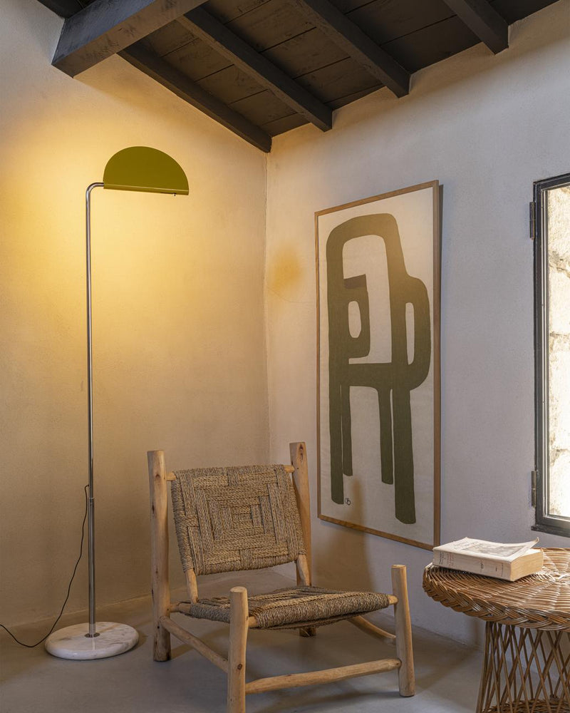 DCWéditions Mezzaluna Gulvlampe – White Marble / Yellow | Lampeagenten