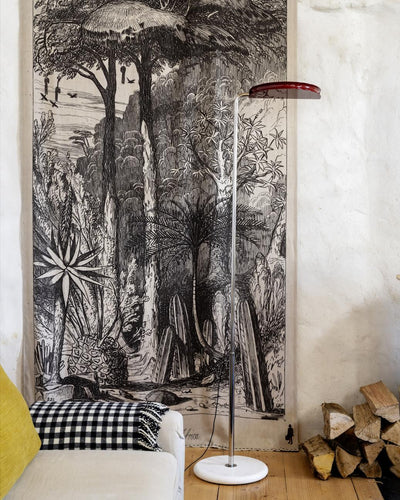 DCWéditions Mezzaluna Gulvlampe – White Marble/Red | Lampeagenten