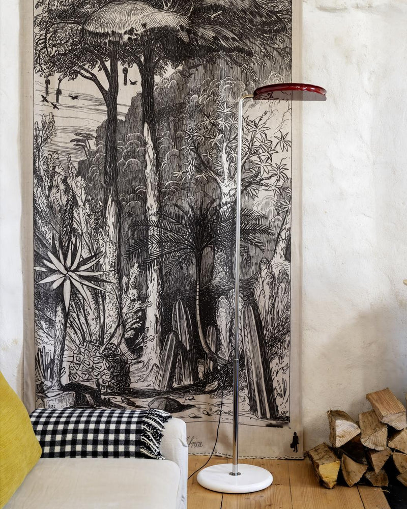 DCWéditions Mezzaluna Gulvlampe – White Marble/Red | Lampeagenten