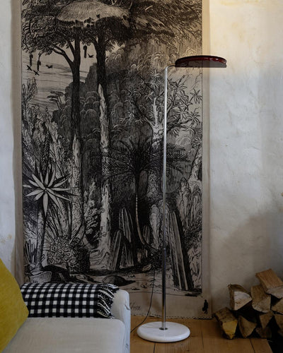 DCWéditions Mezzaluna Gulvlampe – White Marble/Red | Lampeagenten