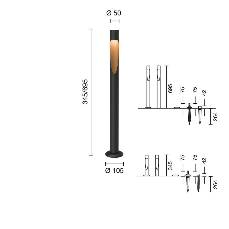 FLINDT GARDEN L LED-DA 27K BLK ANCH _ Louis Poulsen