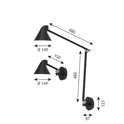 Njp Væg Sort wallbox M/kort Arm - Væglampe