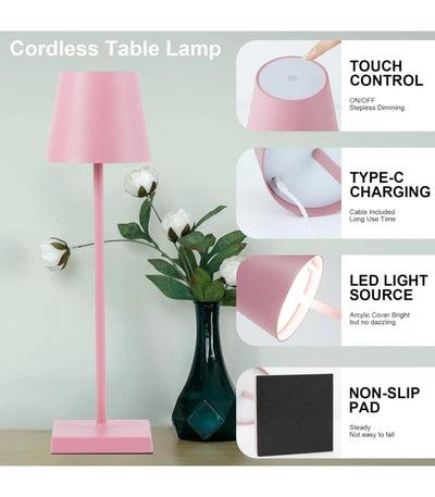 Kopi af LED bordlampe Inde/ude - Pink, touch dæmpbar, CCT, IP54 udendørs - Lampeagenten