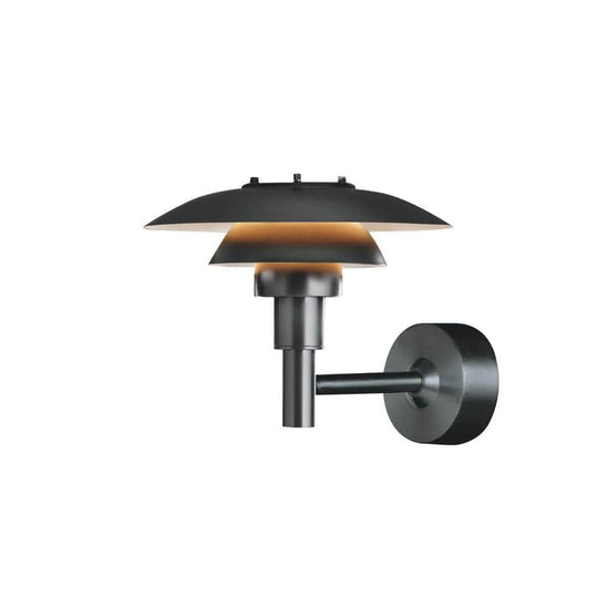 PH 3-2½ Udendørs Væglampe i sort – glød uden blænding fra Louis Poulsen