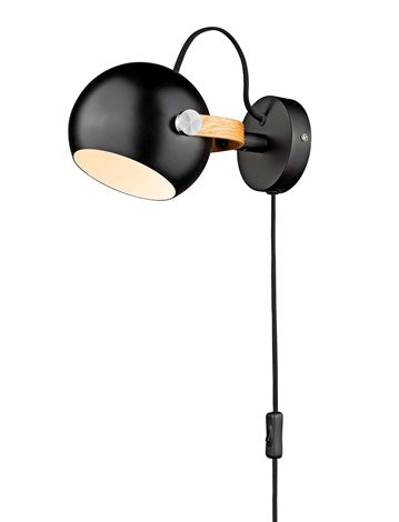 D.C VÆGLAMPE KORT SORT M/EGETRÆ