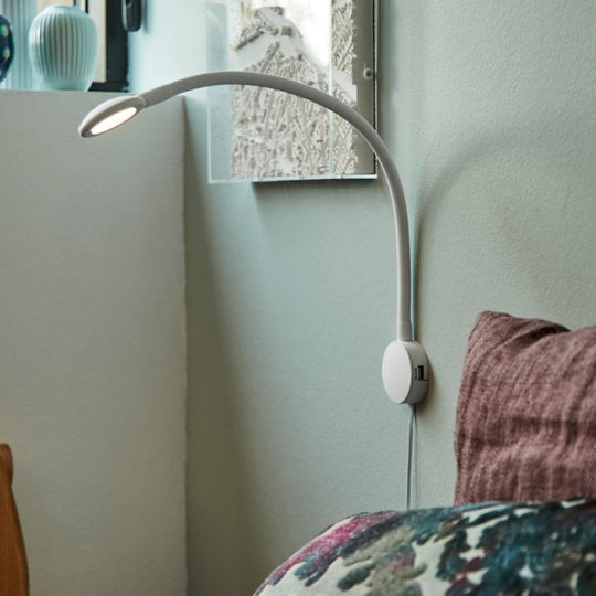 LED Læselampe m. Usb Hvid - Væglampe