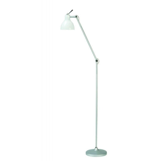 Luxy F1 Gulvlampe – Aluminium med blank hvid skærm | Rotaliana