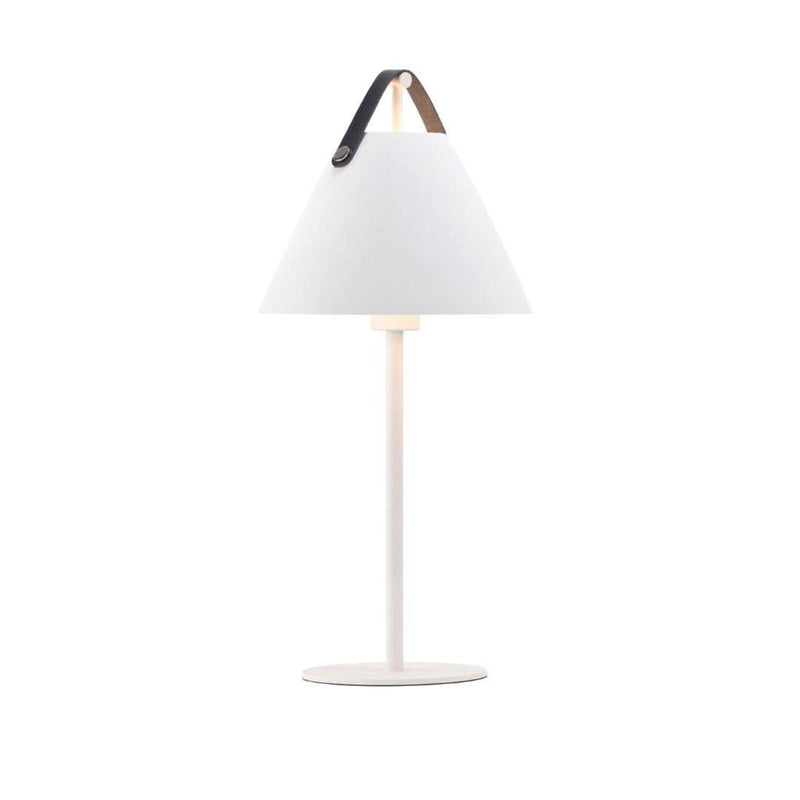 DFTP Strap Hvid Bordlampe - Nordisk elegance med læderdetaljer
