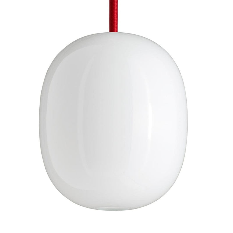Superæg 300p - Opal (E27 105w) - Rød LEDning 3m - Pendel